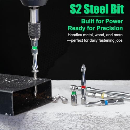 Hitscrews Impact Driver Bit Set PH2 (S2 Steel, CNC Phillips Tip, Chrome Finish) – Magnetic Screwdriver Bits Mixed Sizes: 1", 2", 4", 6" + Magnetic Bit Holder – 7 PCS Kit for DIY & Repairs - Thumbnail 6