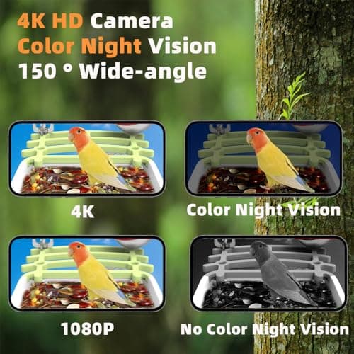 Smart Bird Feeder with Camera, AI Bird Species Identification Solar Powered Panel, 4k HD Video Bird House with Camera for Outside Garden, Instant Arrival Alerts, Ideal Gifts for Lover - Thumbnail 2