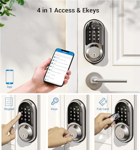 Veise RZ06 Smart Lock for Front Door with App Control, Keyless Entry, Electronic Digital Deadbolt with Touchscreen Keypad Set, Smart Deadbolt, Auto Lock, Easy Installation, Satin Nickel - Thumbnail 2