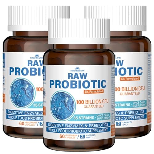 Raw Probiotics for Women & Men - 100 Billion CFU, 35 Strains, Organic Prebiotics & Natural Digestive Enzymes for Digestive, Gut & Immune Health - Soy and Gluten Free, Non-GMO, 180 Vegan Capsules - Image 1