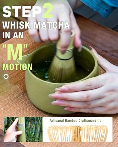 20OZ Matcha Whisk Set - 5PCS Japanese Tea Set Includes Matcha Bowl with Spout, Bamboo Whisk with Ceramic Holder, Bamboo Scoop and Sifter, Matcha Kit for Ceremony, Gift for Matcha Lovers (Matcha Green) - Thumbnail 6