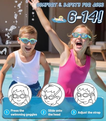 HIGAHY Swim Goggles for Kids 6-14, Anti-Fog UV Protection Clear Swimming Goggles, Leakproof Pool Swim Goggles for Boys Girls - Thumbnail 5