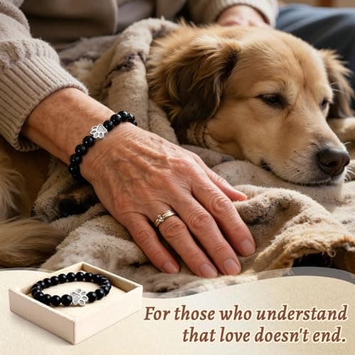 COSOWO Dog Memorial Bracelet – Adjustable Pet Keepsake with Paw & Heart Charm, Sympathy & Remembrance Gift for Dog Loss, Cat & Pet Bereavement, Glossy - Thumbnail 3