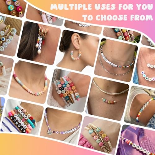 Gionlion 1200+Pcs Round Letter Beads for Bracelet Making, Acrylic Alphabet Beads for Jewelry Making, DIY Friendship Bracelets with 4x7mm Glow in The Dark Beads with Colorful Letters - Thumbnail 6