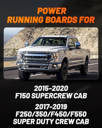 WOLFBOX Power Running Boards for 2015-2020 F150/F250/350/F450/F550, Automatic Electric Retractable Side Steps with LED Lights, Plug-N-Play Waterproof Motor - Thumbnail 2