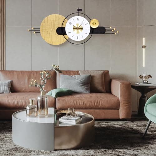 AXAORIRA Housewarming Gift Idea: 47x19 Inches Large Modern Silent Wall Clock Battery Operated, Non-Ticking Quartz Decorative Analog Clocks for Living Room, Bedroom, Hallway, Entryway, Office - Thumbnail 5