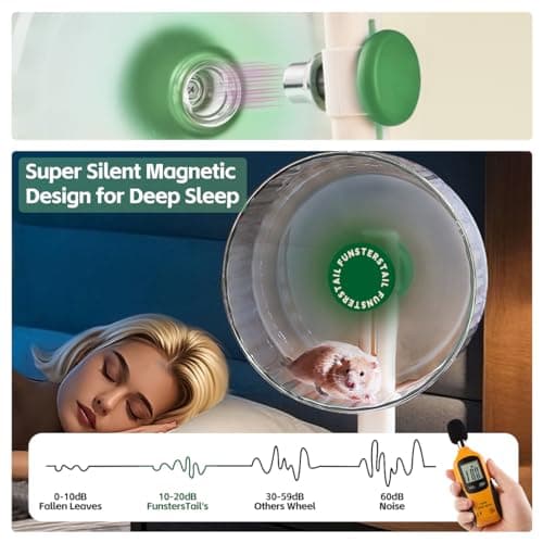 FunstersTail Super Silent Hamster Wheel 10.4 Inch, Magnetic Large Rat Wheel for Chinchilla, Gerbil, Guinea Pig, Cat, Mouse, Sugar Glider and Dwarf, Syrian Hamster Accessories (Avocado Green) - Thumbnail 2