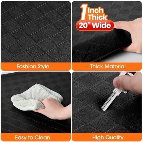 StepRite 1” Thick Kitchen Mats for Floor, Anti Fatigue Kitchen Rugs, Non-Slip,Heavy Duty Water Resistant Kitchen Rug, Standing Desk Mat for Friends, Family, Home, Kitchen, Office (32" x 20", Black) - Thumbnail 4