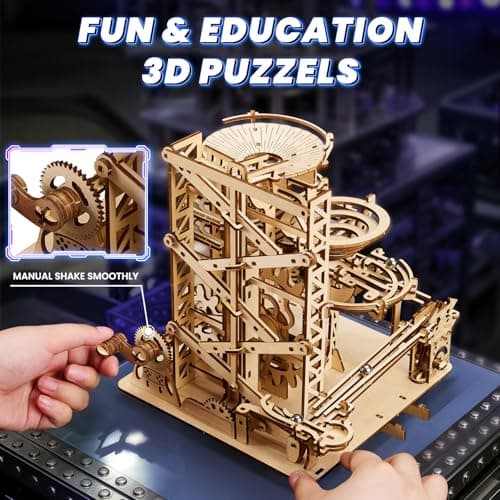 Uplike 3D Wooden Puzzles for Adults: 330 pcs 3D Mechanical Wood Marble Run with Roller Coaster Model Kit for Brian Teaser to Build - Christmas Hobbies Craft Kits Puzzles for Adults Home Decor Gifts - Thumbnail 3