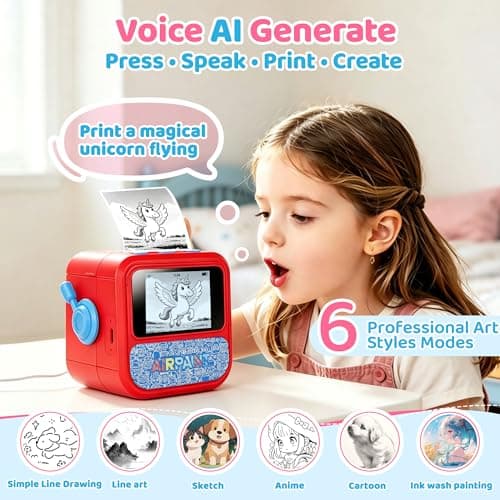 Lumavere AI Voice-Powered Sticker Printer for Kids, Portable Pocket Ink-Free Thermal Sticker Maker with HD Display, Creative Art Gifts for Boys & Girls Age 3-12(AI Printer + 5 Sticker Rolls) - Thumbnail 2
