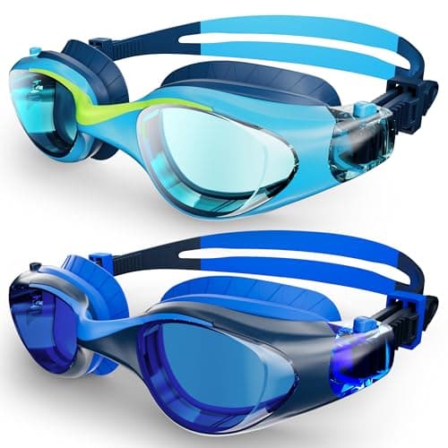 HIGAHY 2 Pack Kids Swim Goggles, Anti-Fog & UV Protection, Leakproof Swimming Goggles for Boys & Girls Ages 6–14 – Comfortable Fit, Wide Clear View, Adjustable Strap - Image 1