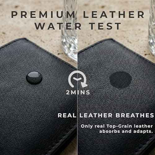 Kamhohk Billfold Wallet for Men: RFID Blocking Genuine Leather Slim Bifold, 12 Card Slots & 2 ID Windows with Gift Box, Black - Thumbnail 3