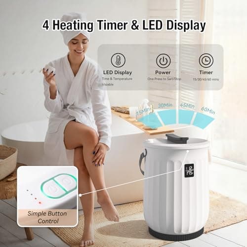 Heated Towel Warmer for Bathroom, Large Towel Warmer with Heating Timer, LED Display, Auto Shut-Off, Safety Lock, Towel Warmer Fits Two 40"x70" Oversized Towels, Bathrobes, Blankets - Black - Thumbnail 4