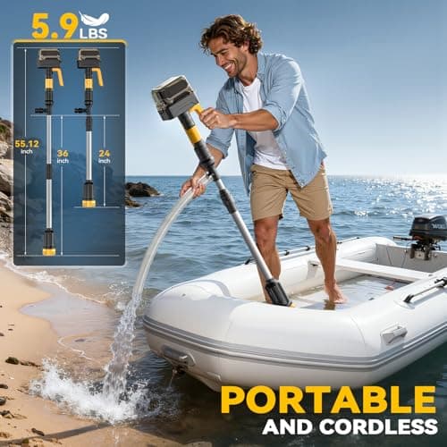 840GPH Brushless Cordless Stick Water Transfer Pump Compatible With DeWalt 20V (only tool), Auto Shut-Off, 38FT Lift 3-Speed, Extendable & IP68 with Hose Kit for Pool Garden Basement RV Boat - Thumbnail 6