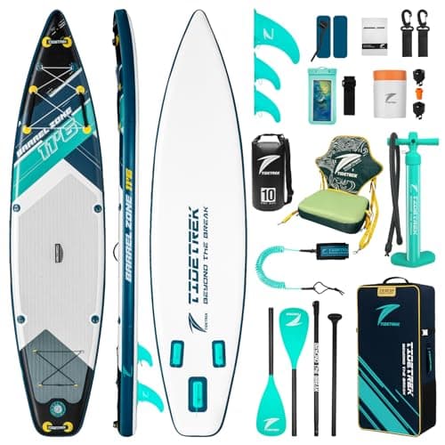 TIDETREK 11'6" Inflatable Stand Up Paddle Boards, Premium SUP Accessories, Non-Slip Comfort Deck for Youth & Adults (Midnight Tide/Kayak Seat) - Image 1