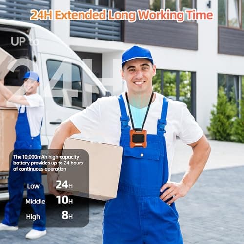SynclaspX Waist Fan, 10000mAh Rechargeable Belt Clip Fan, 24H Runtime, 49ft/s Strong Airflow, 3-Speed 7-in-1 Hands-Free Personal Fan with Bottom Air Intake and LED SOS Light for Jobsite Outdoor Work - Thumbnail 3