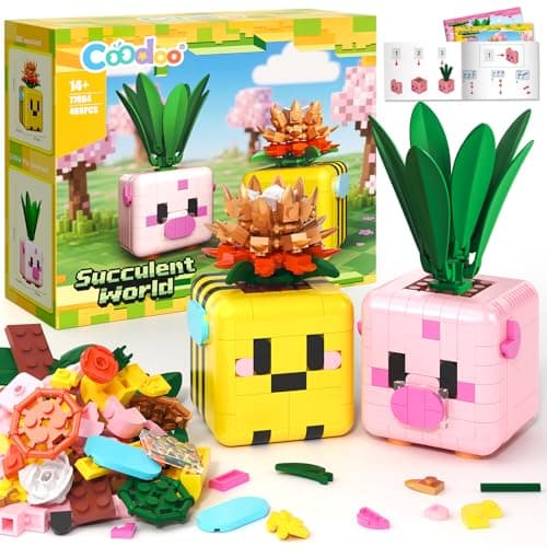 Botanicals Plants Building Blocks, Compatible with Lego Botanicals Flowers, Creative Desk Decor for Teens Adults Kids Toys for Boys Girls Students - Image 1