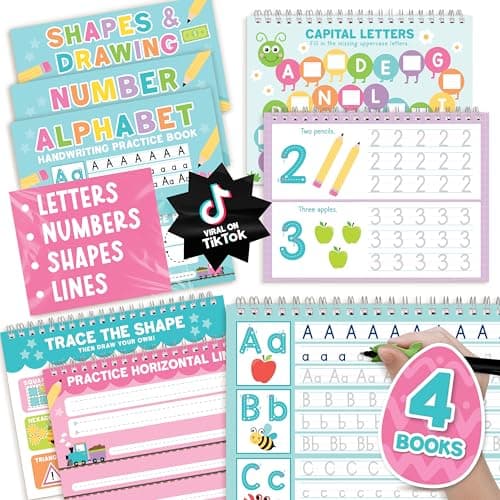 Hadley Designs Magic Grooved Writing Practice for Kids- Preschool Learning Activities, Letter Tracing for Kids Ages 3-5, Magic Book Handwriting Practice, Kindergarten Workbooks, Pre K Graduation Gifts - Image 1