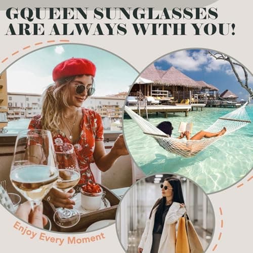 GQUEEN Retro Round Polarized Sunglasses Womens Men Spring Hinge Metal Frame Trendy Hippie Oval Sun Glasses Shades UV400,Mirrored Gold Pink - Thumbnail 5