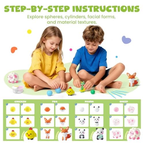 Air Dry Clay for Kids,12 Animals Theme Party Foam Clay,Ultra Light Modeling Clay Kit, DIY Art and Home Party Favors for Boys & Girls (Animal) - Thumbnail 5