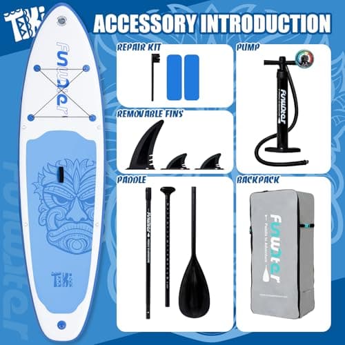 FunWater SUP Inflatable Stand Up Paddle Board 10'6×33"×6" Ultra-Light Inflatable Paddleboard with ISUP Accessories,Fins,Adjustable Paddle, Pump,Backpack - Thumbnail 4