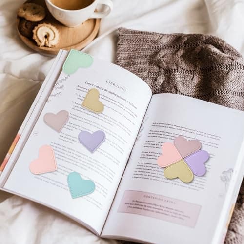 Yuwiiuuo 30 Pcs Leather Heart Bookmarks for Women, Cute Book Marks for Reading, Ideal Gift for Home, Office, School Reading Supplies (6 Colors) - Thumbnail 6