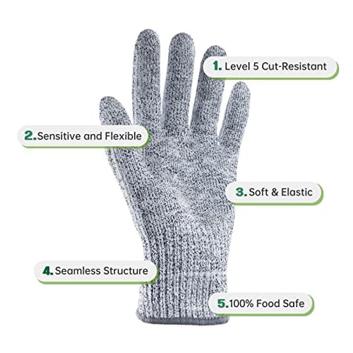 ANDANDA Cut Resistant Gloves, Food Grade Safety Kitchen Cuts Work Gloves for Oyster Shucking, Fish Fillet Processing, Meat Cutting and Wood Carving, Grey L 12 Pairs - Thumbnail 2