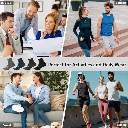 RTZAT 3 Pairs Merino Wool Socks for Men Business Casual Wool Ankle Thin Hiking Running Athletic Compression Thermal Support Warm Breathable Cushioned No-Show Low Cut Sock - dark green Medium - Thumbnail 2