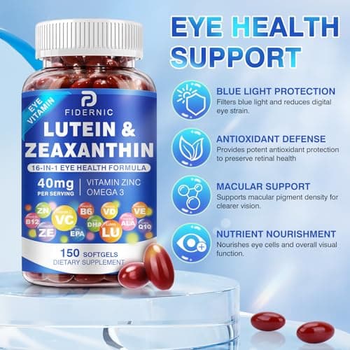 Lutein and Zeaxanthin Supplement - AREDS 2 Plus+  Eye Vitamins, 40 mg Lutein & 8 mg Zeaxanthin with Vitamins C, E, Zinc, Omega-3 & CoQ10 for Blue Light Protection, Eye Health Support  - 150 Softgels - Thumbnail 3