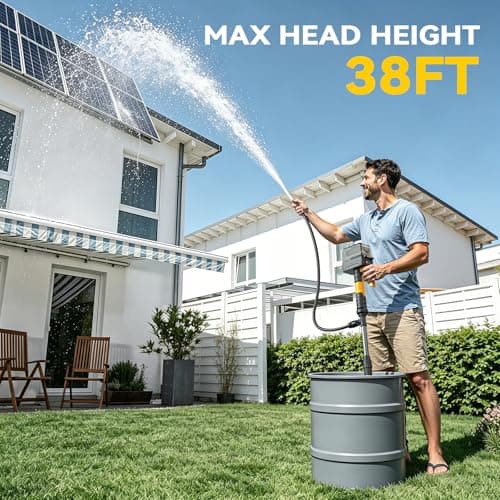 840GPH Brushless Cordless Stick Water Transfer Pump Compatible With DeWalt 20V (only tool), Auto Shut-Off, 38FT Lift 3-Speed, Extendable & IP68 with Hose Kit for Pool Garden Basement RV Boat - Thumbnail 3