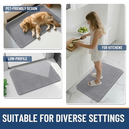 Arotive Bathroom Rugs 30" x 20", Ultra Soft Absorbent Chenille Bath Rugs, Non-Slip Rubber Backing, Machine Washable Bath Mats for Bathroom Floor, Tub and Shower, Home Decor Accessories, Grey - Thumbnail 6