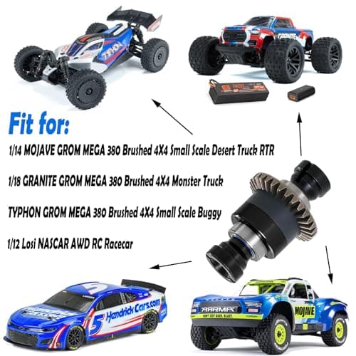 Assembled Differential 30T 0.8Mod for ARRMA 1/18 Granite GROM, Typhon GROM, 1/14 Mojave GROM, 1/12 Losi AWD RC Racecar, RC Front & Rear Universal Upgraded Metal Differential 2Pcs (Black/Black) - Thumbnail 4