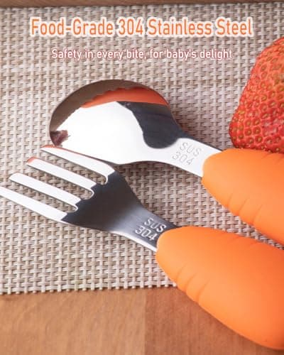 Ecrekhom Silicone Baby Feeding Set 5 Pcs, Weaning Supplies, Carrot Baby Plates Baby Spoon & Fork, Baby Utensils Feeding Essentials - Thumbnail 3