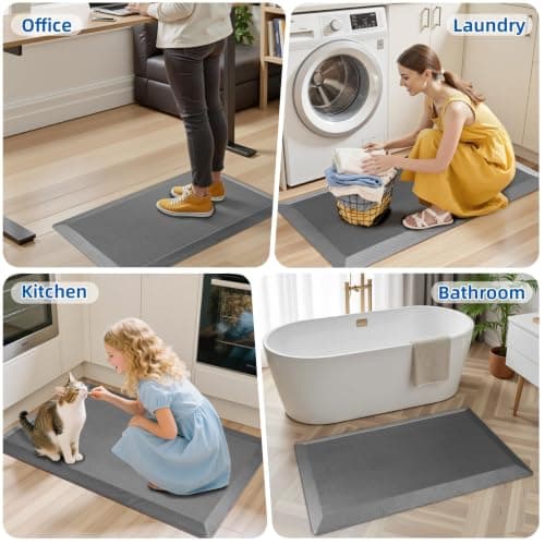 Anti Fatigue Kitchen Mats for Floor, Grey 9/10 Extra Thick Cushioned Standing Desk Mat, Comfort Memory Foam Ergonomic Kitchen Rugs and Mats Non-Slip Waterproof for Office, Kitchen, Sink, 20" x 32" - Thumbnail 5