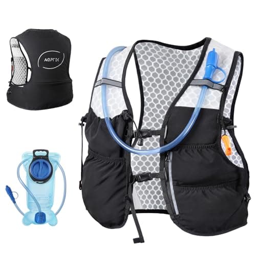 AGPTEK Hydration Running Vest with 2L Water Bladder for Women Men, Lightweight & Adjustable Running Vest for Runner Walking Hiking Marathon Cycling Jogging Trail Race, Black, M