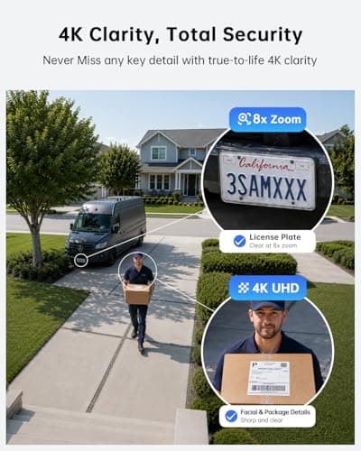 ELYSOO 4K Security Cameras Wireless Outdoor, No Subscription, Solar Camera for Home Security System, Encrypted Local Storage, 360° PTZ with Auto Tracking, Color Night Vision, 4-Cam Kit - Thumbnail 4