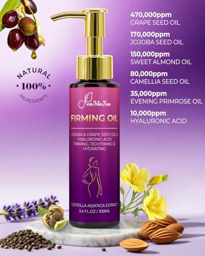 Body Firming Oil, 3.4 FL OZ Body Oil After Shower – With 790,000ppm Tightening Oil(Grape Seed Jojoba Sweet Almond) &10,000ppm Hyaluronic Acid – Fast-Absorbing For Hydrating Full Body, Lavender - Thumbnail 4