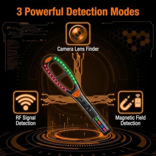 KEULGOUL Hidden Camera Detector, RF Signal Detector and Magnetic Field Detector, Portable Camera Lens Finder, Rechargeable Privacy Scanner for Hotel Room, Car, Office, Home and Travel - Thumbnail 2