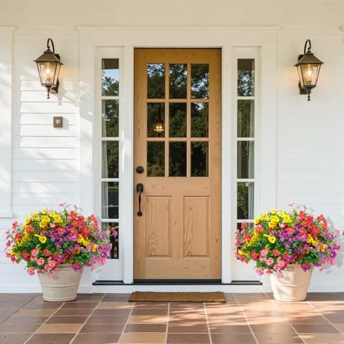 U'Artlines Artificial Flowers for Outdoor, 16 Bundles Realistic Pansies Fake Flower Plants with Eucalyptus, UV Resistant Colorful Silk Flower for Outside Planter Porch Garden Patio - Thumbnail 2