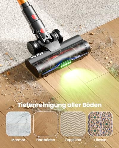 TVTAU Cordless Vacuum Cleaner,600W 50KPA 70Mins Runtime for Home, Self-Standing Stick Vacuum with LED Display, Anti-Tangle, 8-in-1 Lightweight Vacuum for Pet Hair, Carpet, Hard Floor - Thumbnail 2