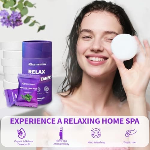 Shower Steamers Aromatherapy Gifts for Women Men, Fathers Day Gift for Dad Husband from Wife Daughter, 8-Pack Shower Bombs Organic Essential Oil, Home Spa Relaxing Purple - Thumbnail 3