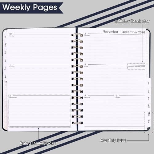 2026-2027 Planner - Weekly & Monthly Planner 2026-2027 with Twin-Wire Binding, July 2026 - June 2027, 6.3" x 8.4", Hardcover with Monthly Tabs, Back Pocket, Thick Paper - Blue - Thumbnail 3