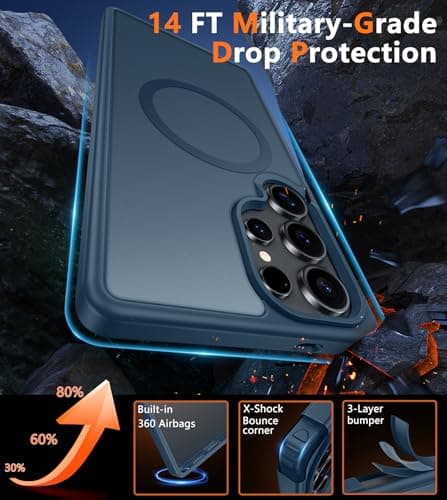 FNTCASE for Samsung Galaxy S25-Ultra Case: Magnetic Translucent Blue Cover - Thumbnail 5