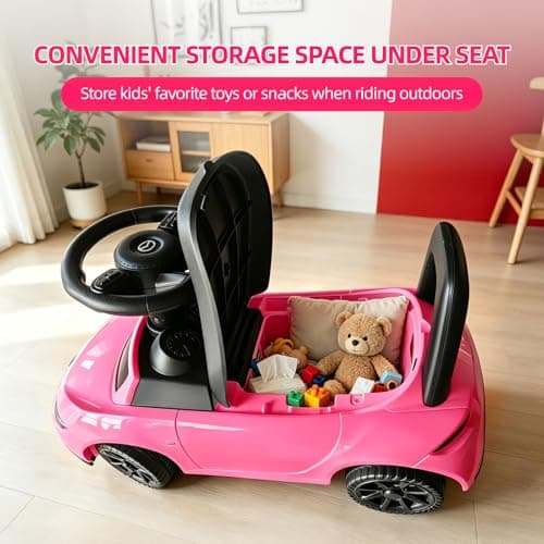 HEIMILI Mazda Licensed Kids Push Car, Toddler Ride On Toy with Anti-Slip Wheels & Safety Bumper Guards, Foot to Floor Toy for Indoor & Outdoor (Pink) - Thumbnail 6