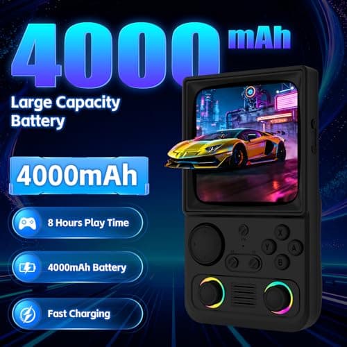R36TMAX Retro Handhled Game Console, 4.0 Inch Retro Gaming Console with 4000mAh Battery, 64GB Preloaded with 18000+ Video Games, Portable Retro Game Console Supports WiFi Networked Fighting, Black - Thumbnail 2