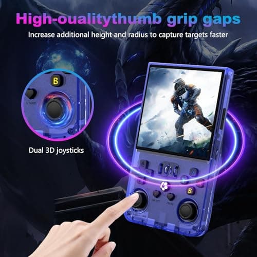 R36MAX Retro Handheld Game Console, 4.0 Inch 720x720 IPS Screen, 64GB Built-in 18,000+ Classic Game, Portable Hand Held Open Source Linux System, 4000mAh Battery Retro Gaming Console(Blue 64GB) - Thumbnail 4