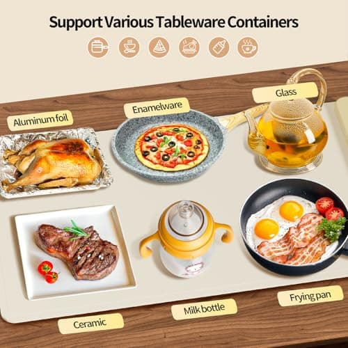Food Warming Mat,Upgrade Fast Full-Surface Heating Mat, Electric Warming Tray with 6 Temperature and 6HoursTimer, Portable Rollable Food Warmer Perfect For Parties Buffet and Home Dinners - Thumbnail 5
