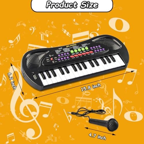 EKKBHKI 32 Keys Kids Piano Keyboard Toys, Multifunction Keyboard for Kids - Children Early Learning Educational Music Piano Toys for 3-8 Year Old Boys and Girls (Black) - Thumbnail 3