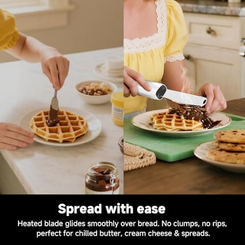 SEAINGO Heating Butter Knife Spreader - Rechargeable, Electric, Cordless, Heats up in 6 Seconds, Nonstick Stainless Steel Blade, ON/OFF Safety Lock Switch, 2 Warming Mode Can Quickly Melt Cold Hard Butter, Coconut Oil, Cream, Jam, Mustard, for Kitchen Restaurant Party - Thumbnail 5
