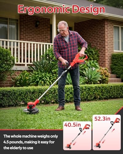 Cordless Weed Wacker 21V, Weed Eater Battery Powered, Electric Grass Trimmer with 2x2.0Ah Batteries & Charger, Battery Operated Stringless Lawn Edger for Garden - Thumbnail 5